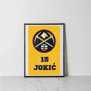 Yellow Denver Nuggets Jokic 11x17 Art Print